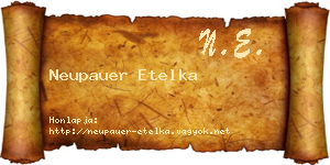 Neupauer Etelka névjegykártya